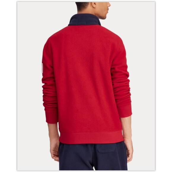 Polo Ralph Lauren BIG LOGO USA FLAG Cotton blend Fleece Pullover Quarter Zip, XL - Picture 3 of 7
